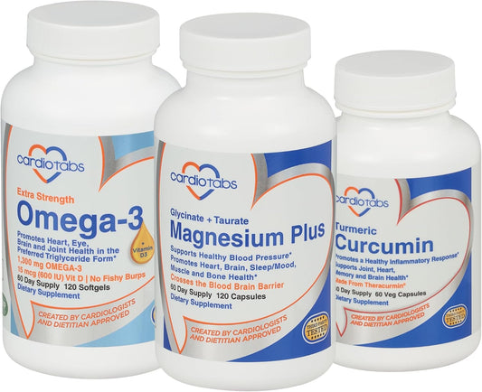 Ultimate Performance & Joint Support Pack: CardioTabs Pickleball Curcumin, Omega-3 with Vitamin D3, and Magnesium Plus