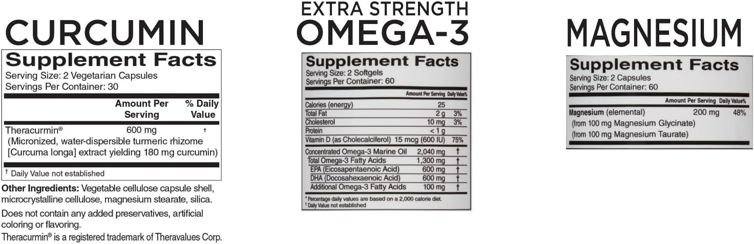 Ultimate Performance & Joint Support Pack: CardioTabs Pickleball Curcumin, Omega-3 with Vitamin D3, and Magnesium Plus