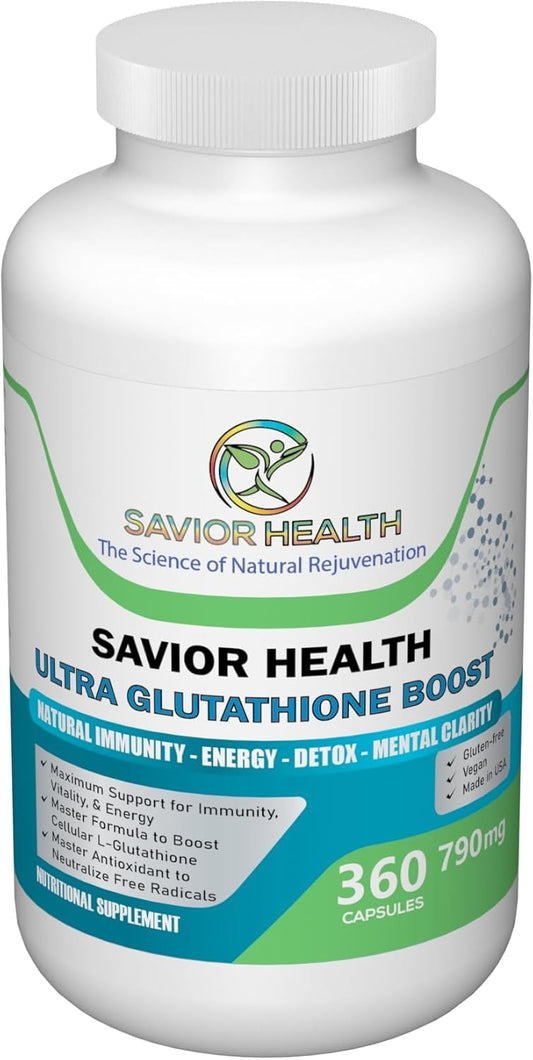 Ultra Glutathione Boost Supplement - L Glutathione with Herbal Extracts, Minerals, Vitamins, Antioxidants - 360 Capsules