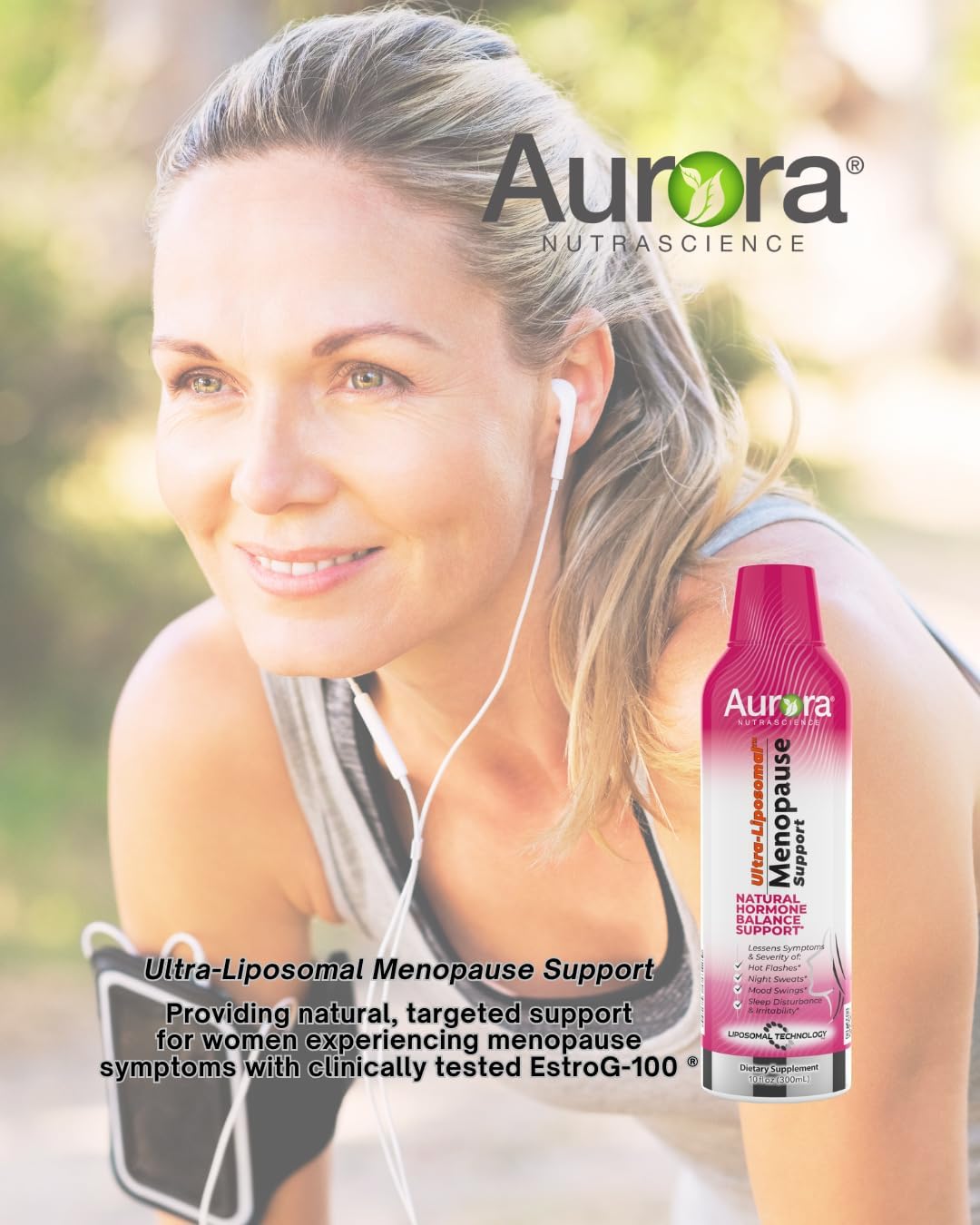 Ultra-Liposomal Menopause Support with EstroG-100, Reduces Symptoms, Hot Flashes, Night Sweats, Mood Swings, 10 fl oz