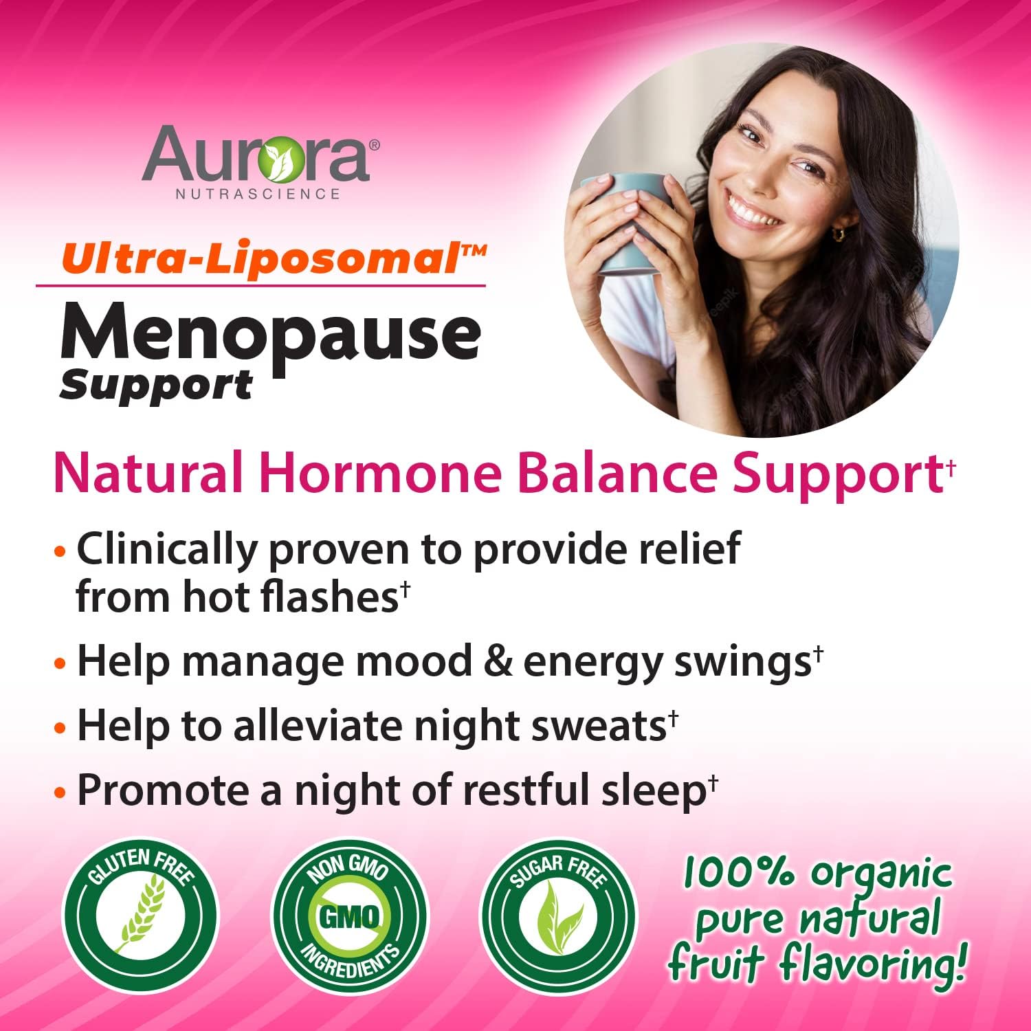 Ultra-Liposomal Menopause Support with EstroG-100, Reduces Symptoms, Hot Flashes, Night Sweats, Mood Swings, 10 fl oz