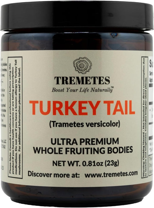 Ultra Premium Dried Turkey Tail Whole Fruiting Bodies by Tremetes - High Quality Mushroom Supplement for Immunity Boost