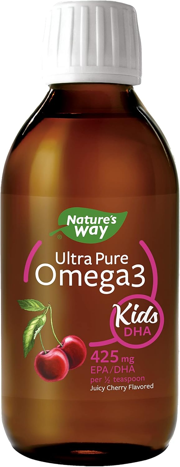 Ultra Pure Omega-3 Kids DHA Liquid Fish Oil Supplement, Cherry Flavor - 8 Fl Oz by Nature's Way