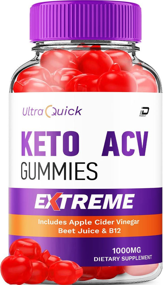 Ultra Quick Keto ACV Gummies with Vitamin B12 - Apple Cider Vinegar 1000MG, Reviews - 1 Pack (60 Gummies)