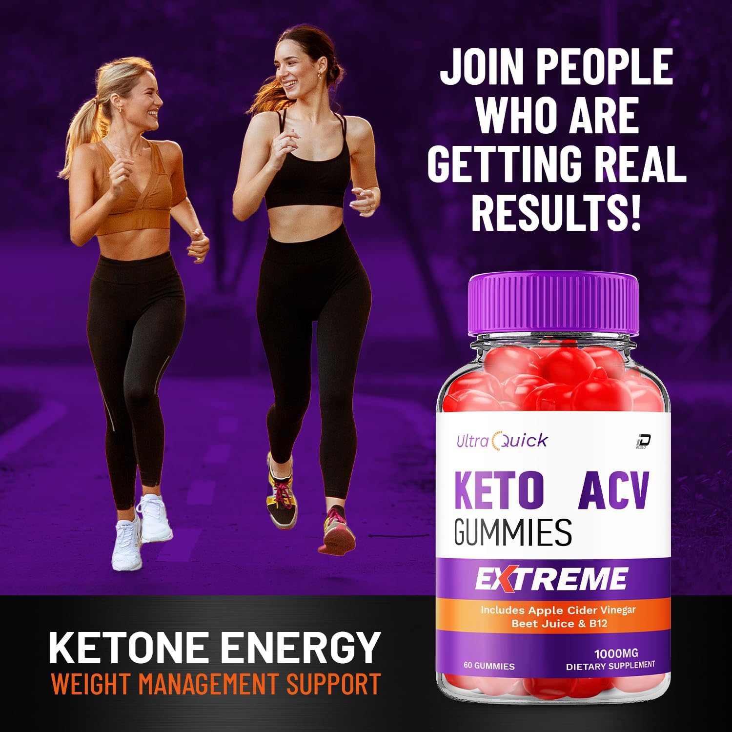 Ultra Quick Keto ACV Gummies with Vitamin B12 - Apple Cider Vinegar 1000MG, Reviews - 1 Pack (60 Gummies)