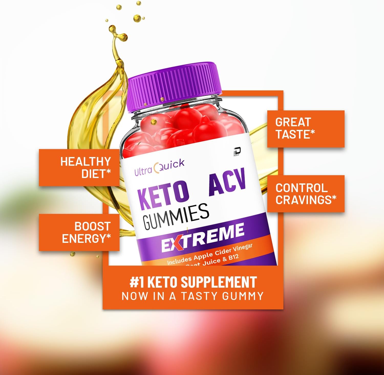 Ultra Quick Keto ACV Gummies with Vitamin B12 - Apple Cider Vinegar 1000MG, Reviews - 1 Pack (60 Gummies)