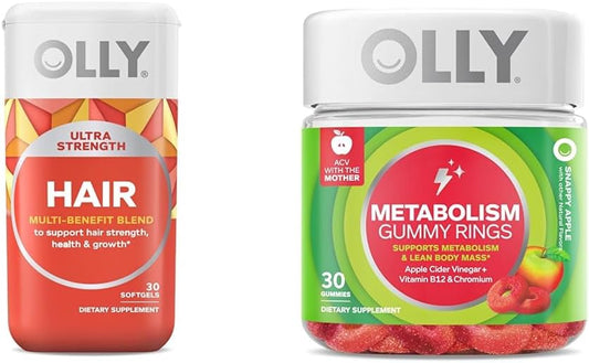 Ultra Strength Hair Softgels with Biotin, Keratin, Apple Cider Vinegar, Vitamin B12, and Chromium - Supports Hair Health and Metabolism