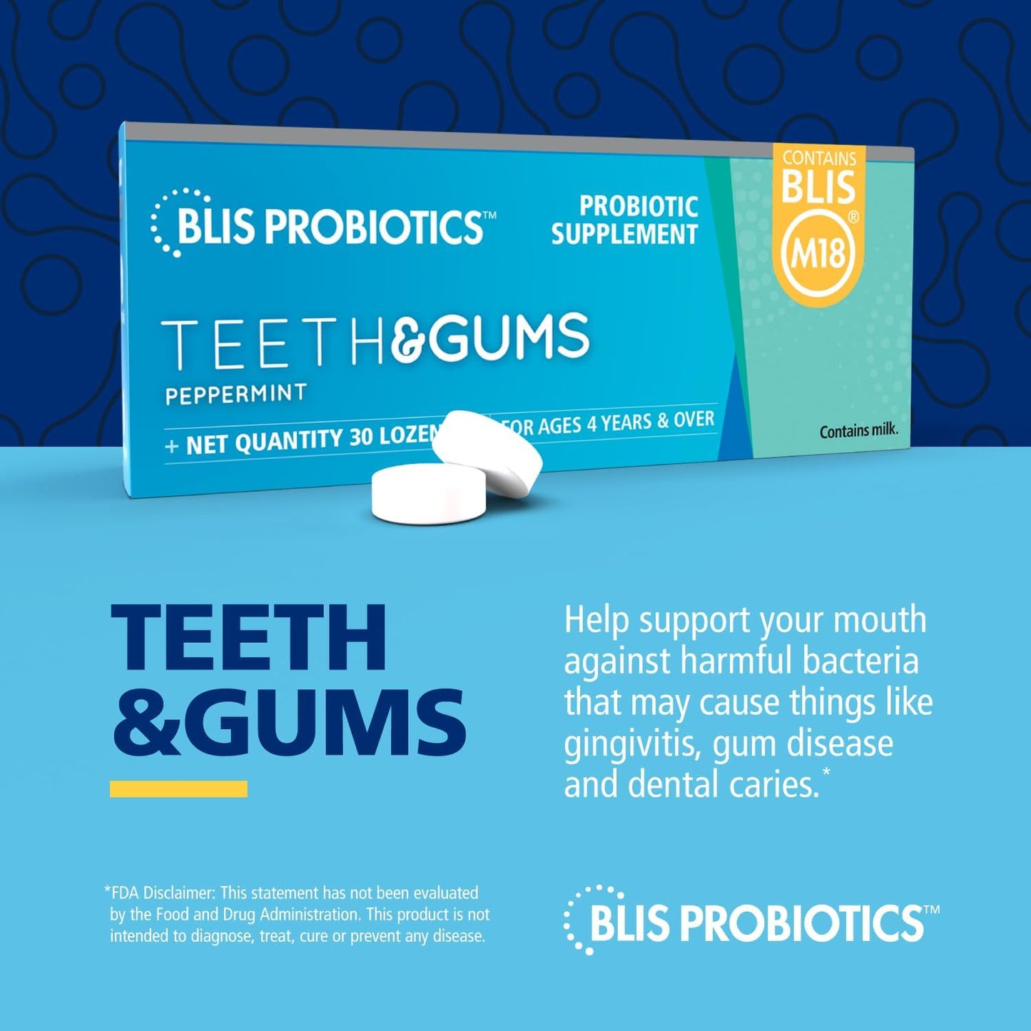 UltraBlis Probiotic Immune Support with BLIS Teeth & Gums M18 - K12 Supplement