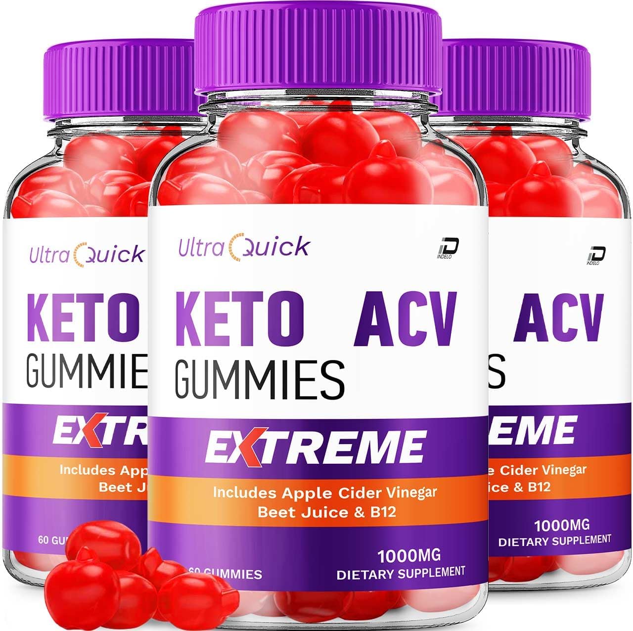 UltraQuick Keto ACV Gummies - Apple Cider Vinegar 1000MG, Vitamin B12, Ultra Quick Gummies Reviews (3 Pack - 180 Gummies)