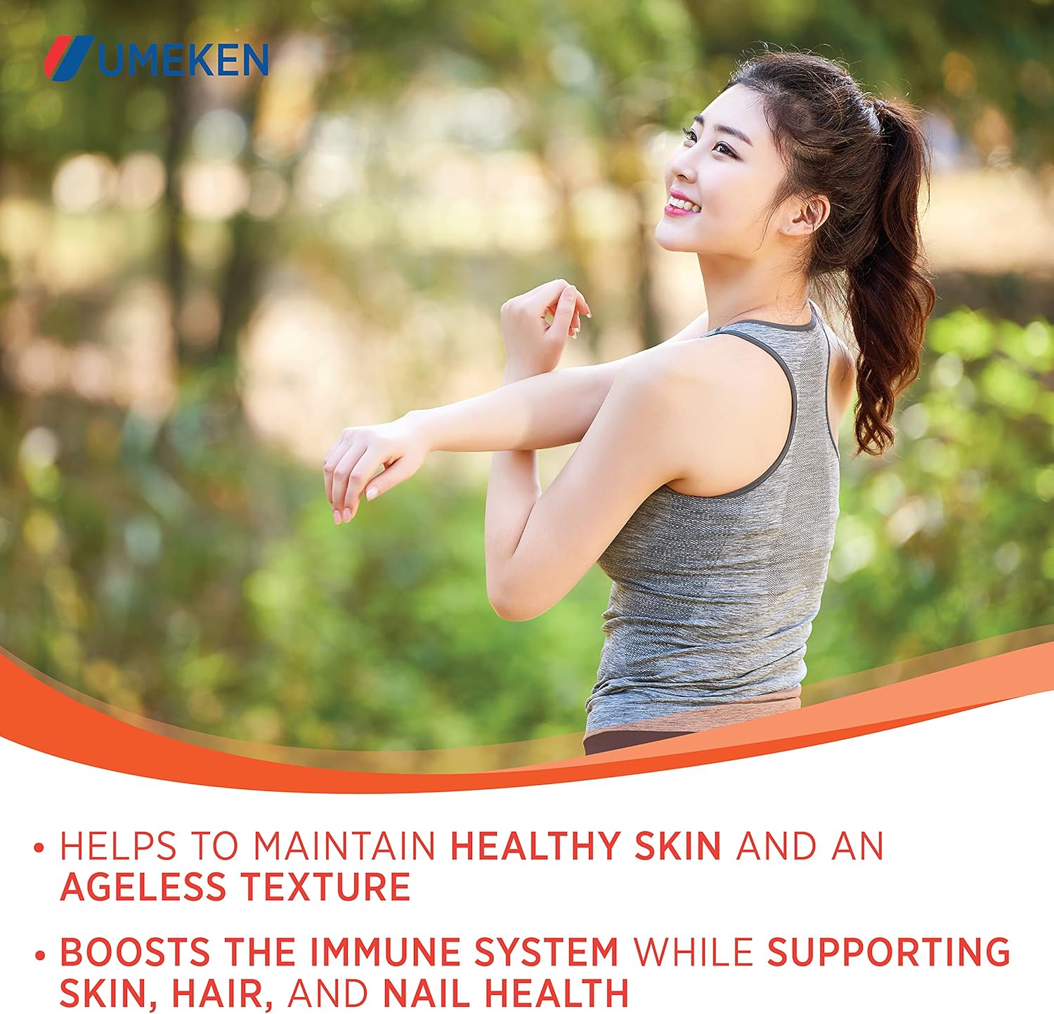 Umeken Elastin Beauty Powder Supplement with Collagen Peptides, Hyaluronic Acid, Vitamin C and Mangosteen Fruit for Women's Health - 1 Month Supply
