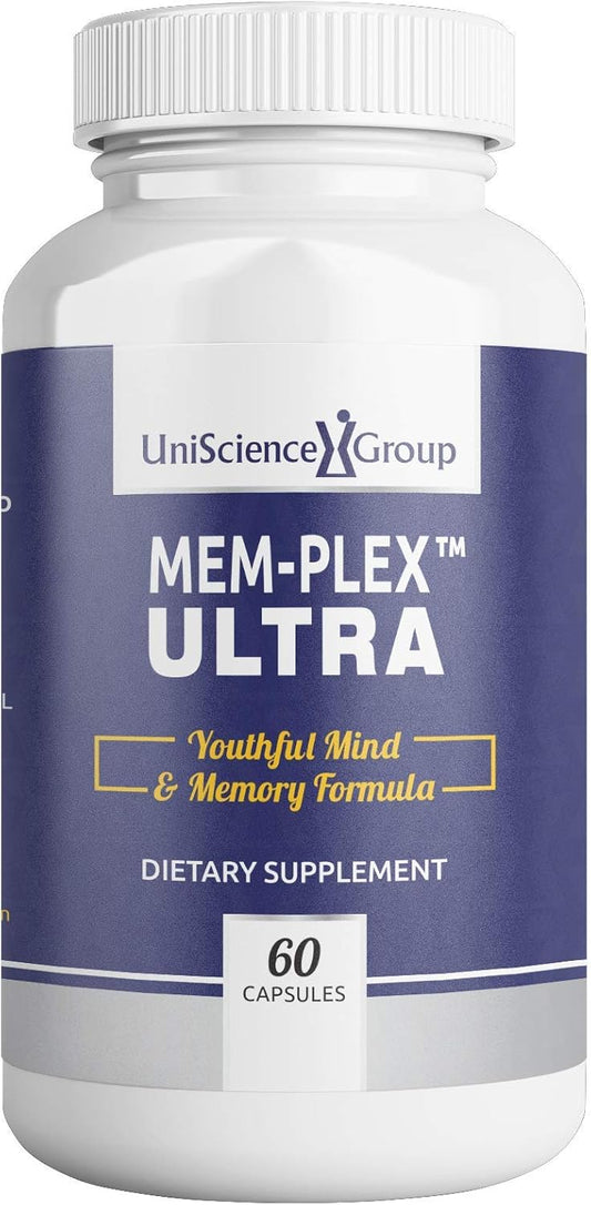 UniScience Group Mem-Plex Ultra Memory Support Supplement - 60 Capsules with Phosphatidyl Serine, Bacopa Monniera, Neurofactor Whole Coffee Fruit