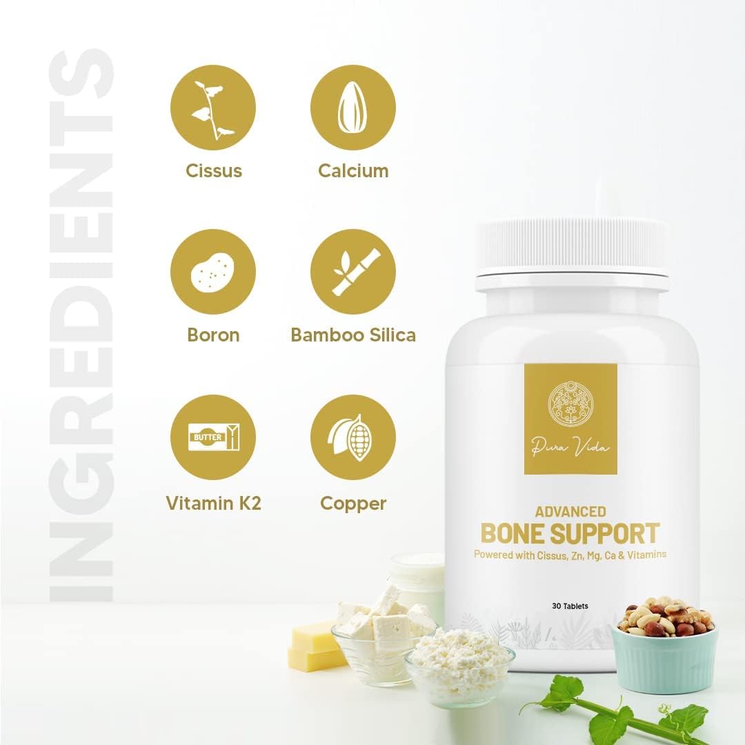 Unisex Bone Strength Supplement with Cissus, Calcium, Copper, Zinc, Vitamin K2, and D3 - 30 Tablets for Bone Growth and Nutrition