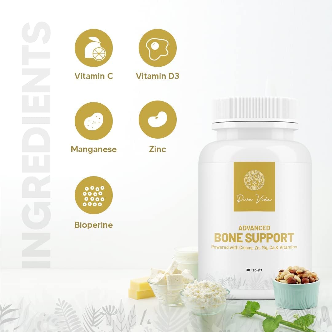 Unisex Bone Strength Supplement with Cissus, Calcium, Copper, Zinc, Vitamin K2, and D3 - 30 Tablets for Bone Growth and Nutrition