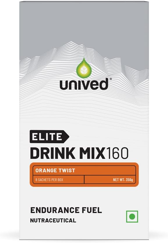 Unived Elite Isotonic Energy Drink Mix with 2:1 Ratio, 40g Carbs, Betaine, Beta-Alanine | Endurance Athletes Sports Drink Orange Twist, 8 Pack