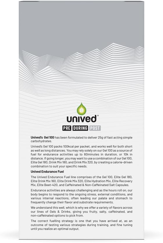 Unived Gel 100 - Vegan Black Cherry Energy Gel for Endurance Athletes - 100kcal - Pack of 6