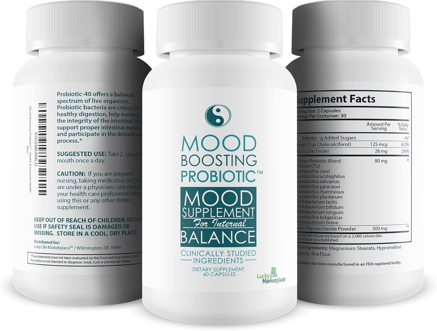 Universal Mood Boosting Probiotic Supplement for Men and Women - Supports Digestive and Immune Health with Prebiotics and Probiotics
