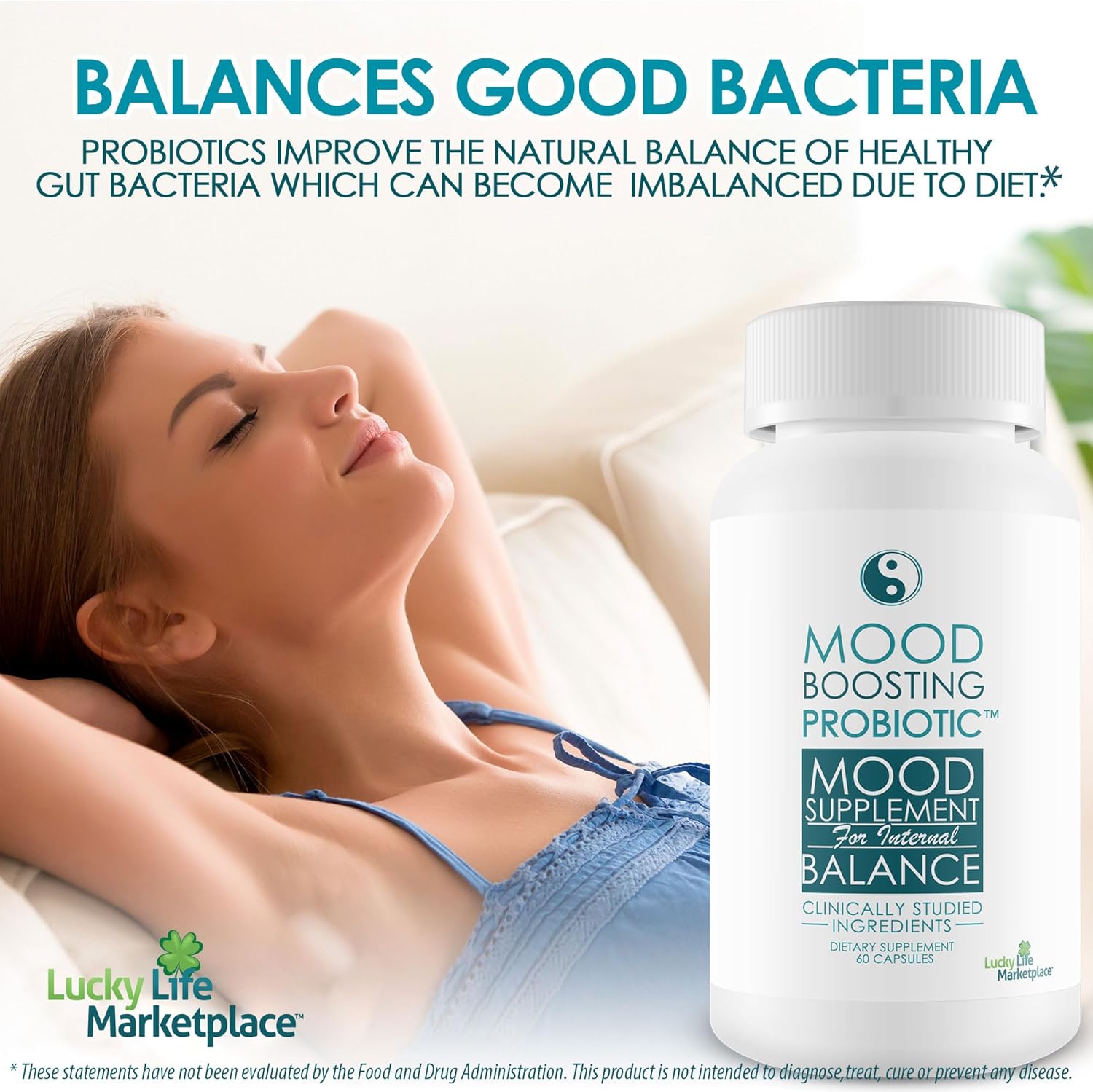 Universal Mood Boosting Probiotic Supplement for Men and Women - Supports Digestive and Immune Health with Prebiotics and Probiotics