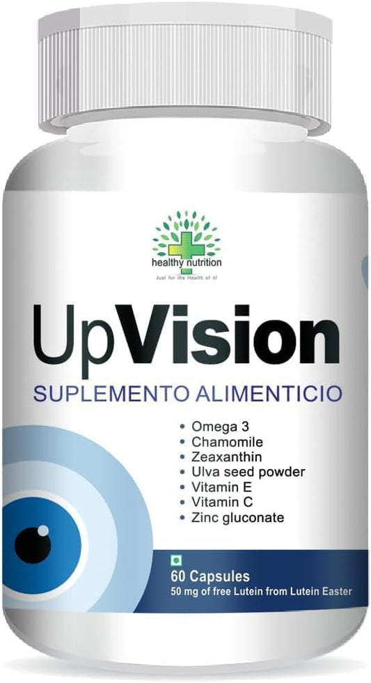 Upvision Eye Health Supplement with Omega-3, Vitamin E, A, C, Lutein, Zeaxanthin, B2 - 60 Vegetarian Capsules