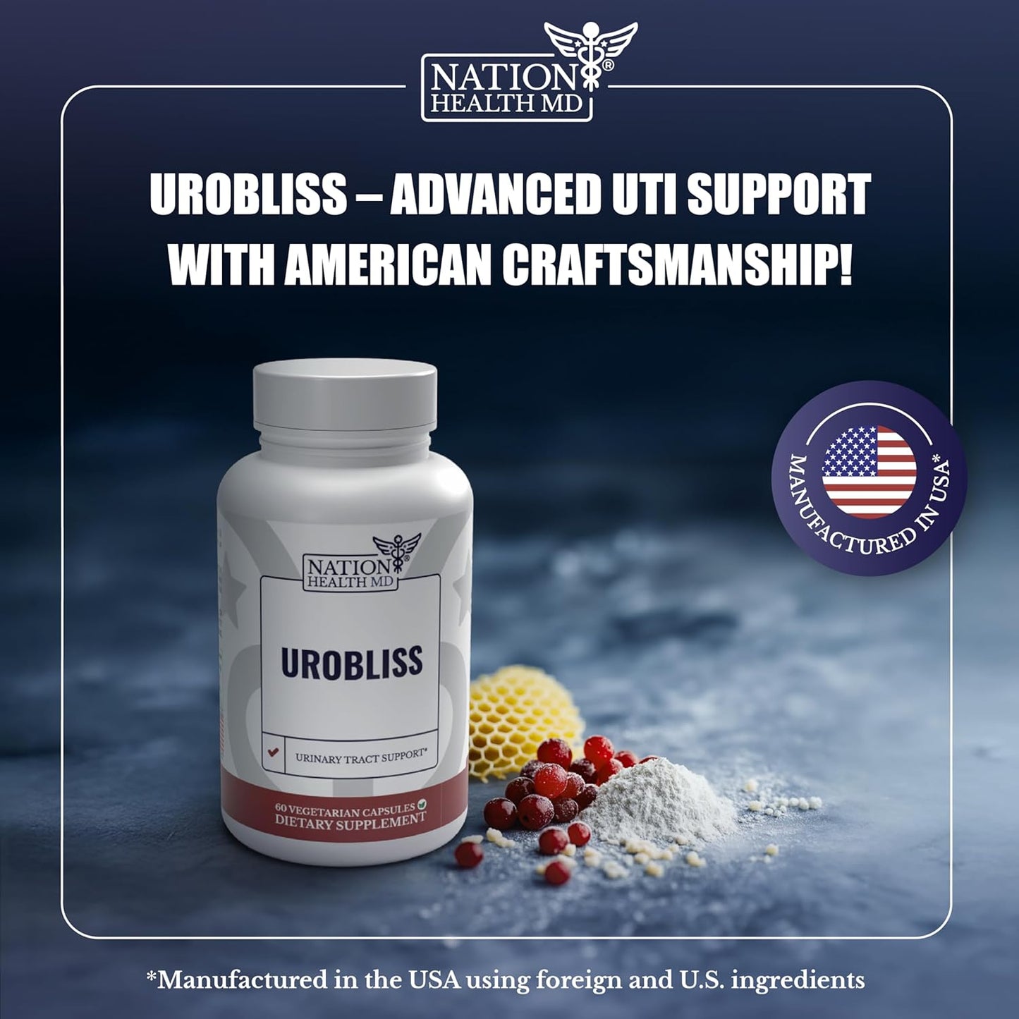 UroBliss Formula: D Mannose 1000mg Capsules with Cranberry Extract - Urinary Tract Support for Women, UTI-Health Supplement