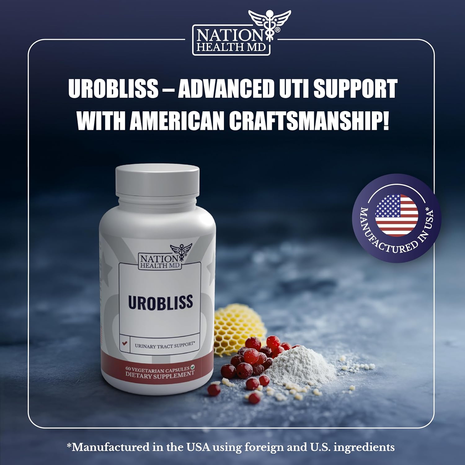 UroBliss Formula: D Mannose 1000mg Capsules with Cranberry Extract - Urinary Tract Support for Women, UTI-Health Supplement