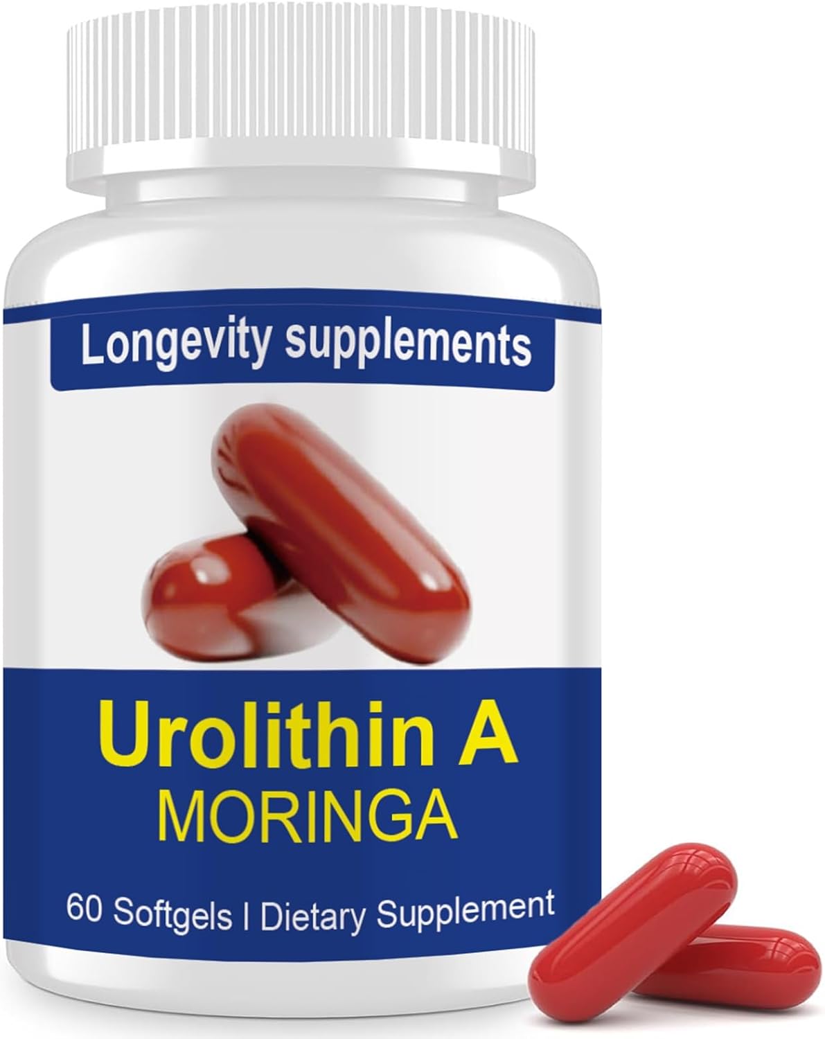 Urolithin A 1000mg Softgels for Healthy Aging, Muscle Strength, Endurance, & Longevity - Moringa Supplement