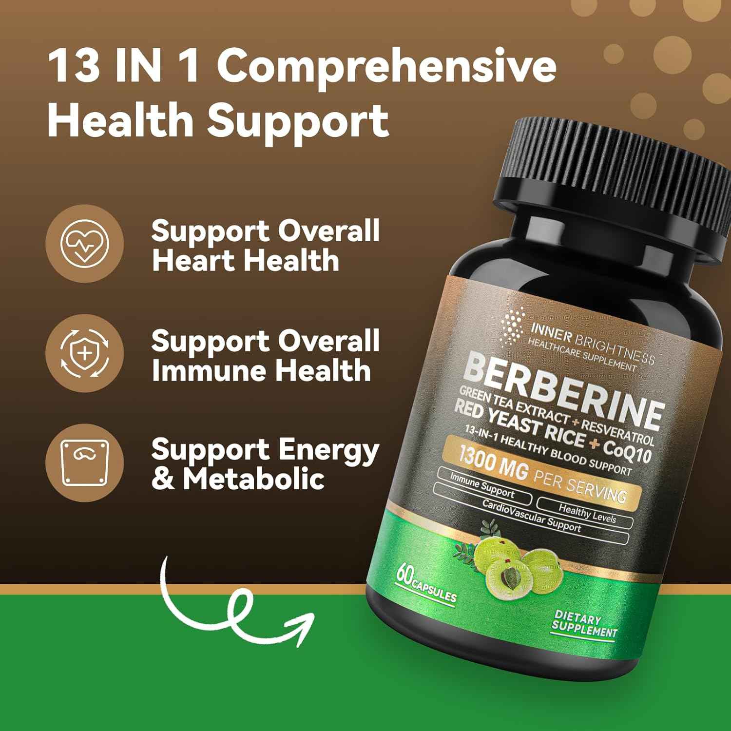 Urolithin A Supplement 1000 MG for Muscle Strength + Berberine 1300mg with Green Tea Extract, Resveratrol & CoQ10 for Natural Metabolic Health