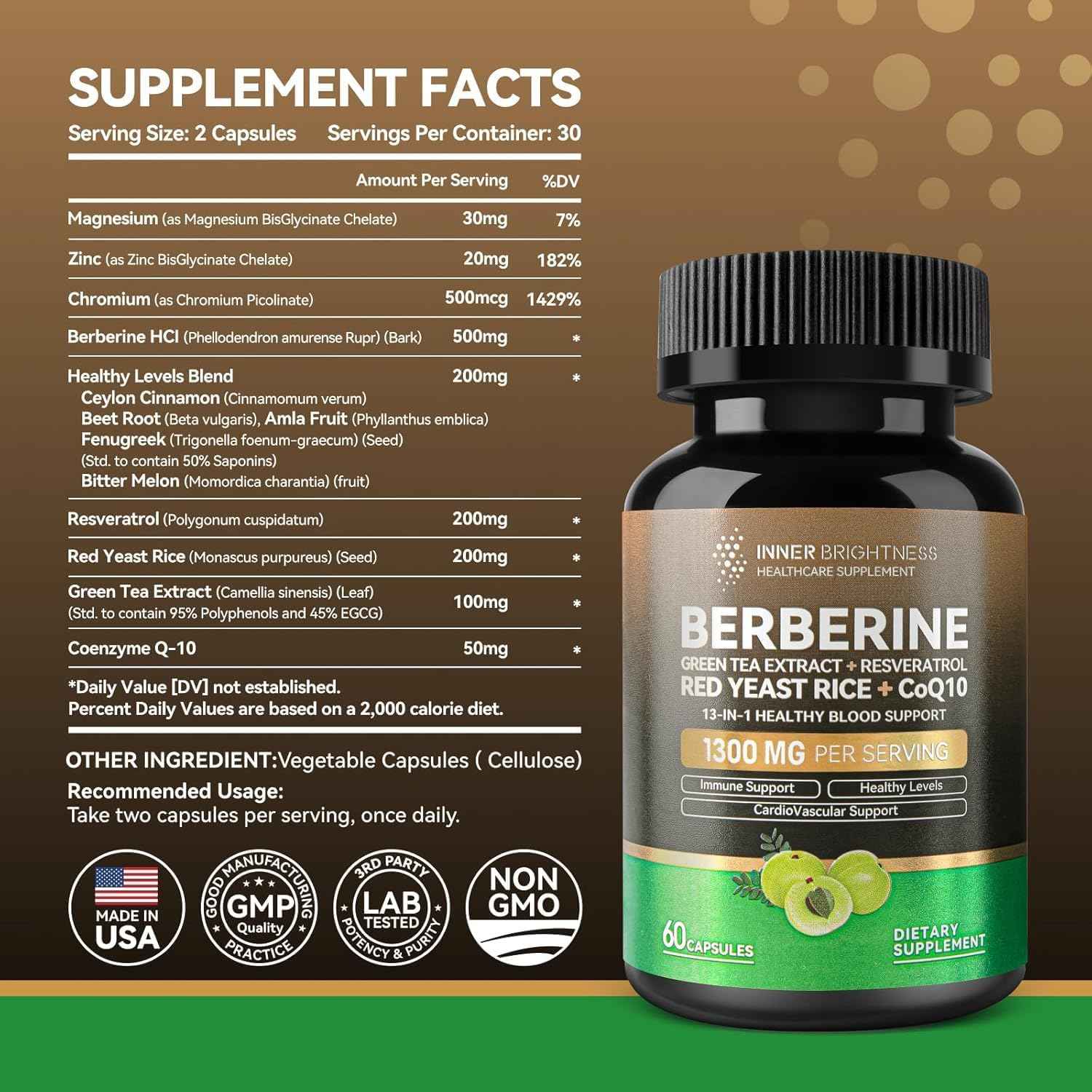 Urolithin A Supplement 1000 MG for Muscle Strength + Berberine 1300mg with Green Tea Extract, Resveratrol & CoQ10 for Natural Metabolic Health