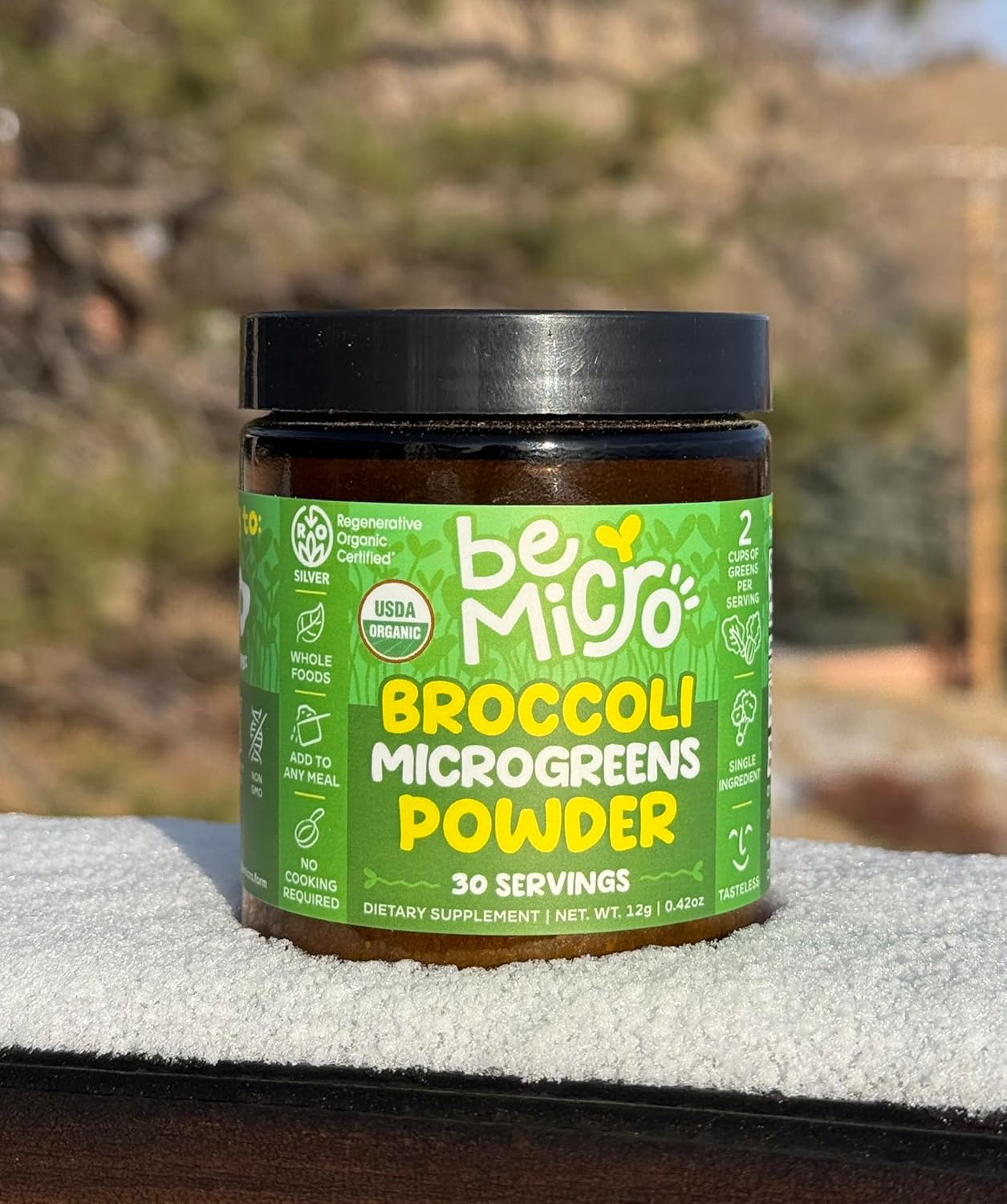 US Grown BeMicro Broccoli Microgreen Powder, Nutritional Booster, Nrf Activation - 30 Servings / 12g