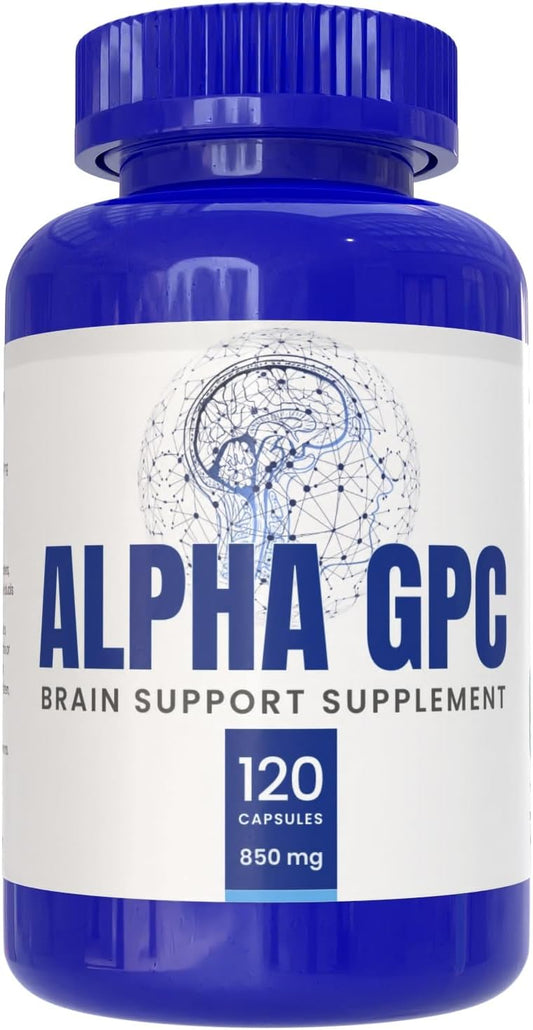 USA-Made AZBIOTECH Alpha GPC Supplement - 120 Capsules, 850mg Servings - Brain Support for Focus, Memory, and Energy Boost