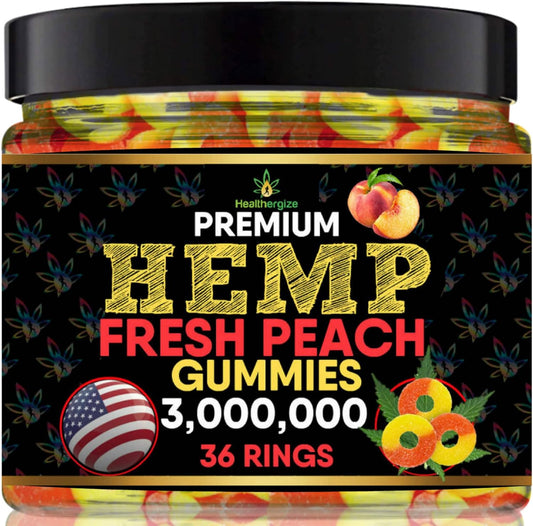 USA-Made Healthergize metabolism booster Peach Rings Gummies for Health Routine & Discomfort- Full Flavor Gummy Bears-Natural metabolism booster Edibles