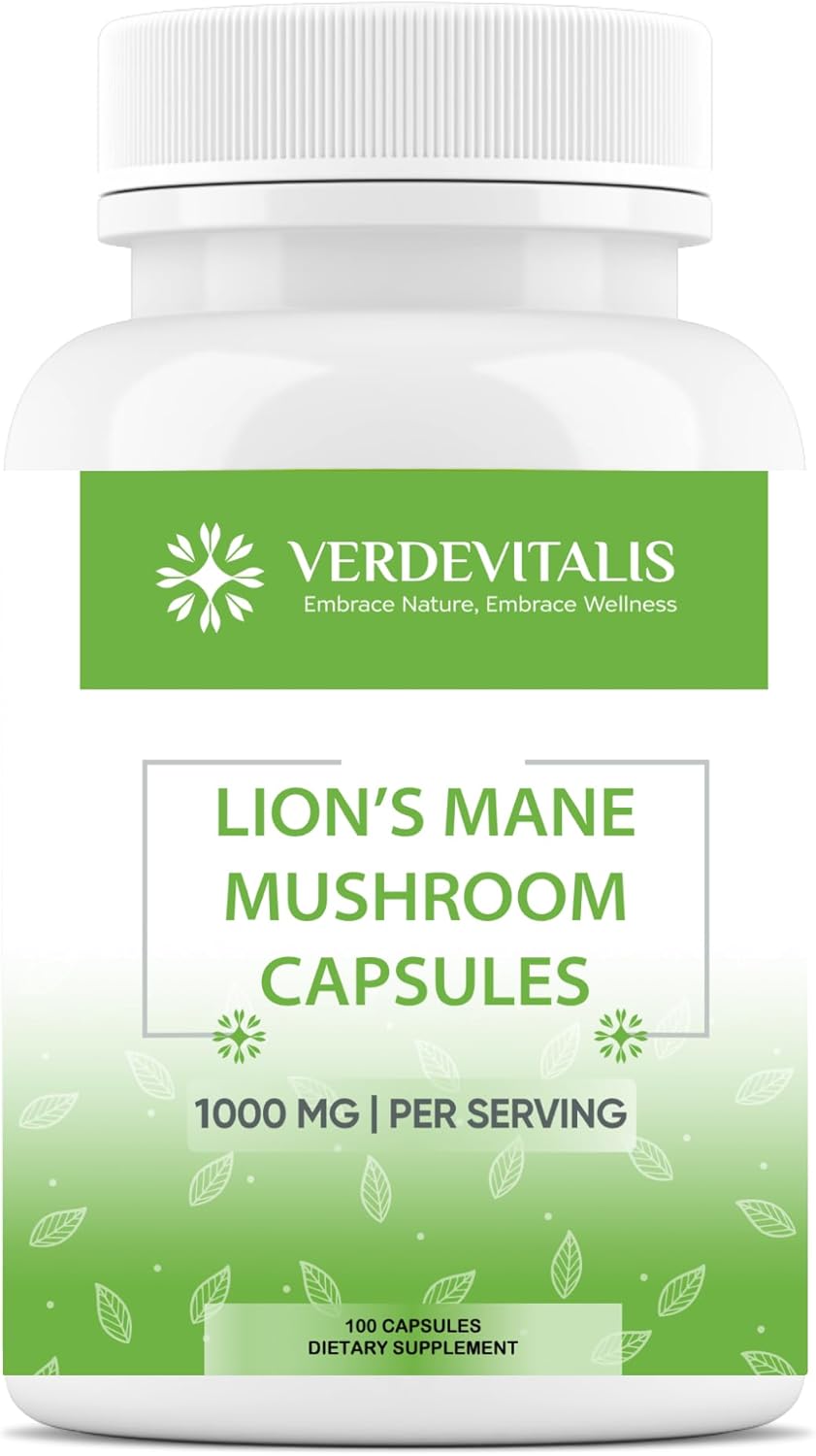 USA-Made Lion's Mane Mushroom Capsules for Memory, Focus & Clarity - Brain Boost Supplement - 100ct
