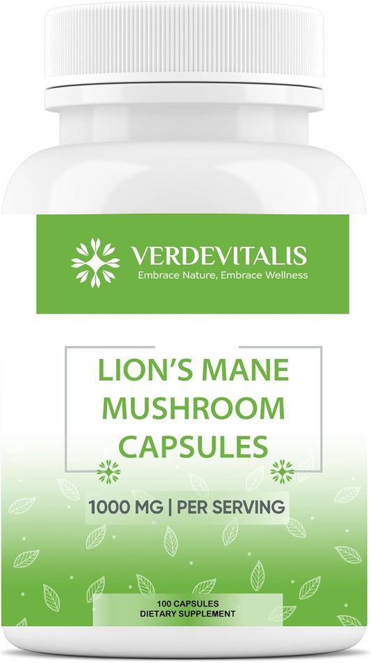USA-Made Lion's Mane Mushroom Capsules for Memory, Focus & Clarity - Brain Boost Supplement - 100ct