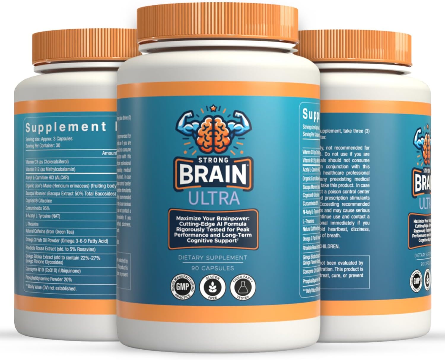 USA-Made Nootropic with Lions Mane, Citicoline & Bacopa for Memory & Focus - Strong Brain Ultra with AI-Formulated Ingredients