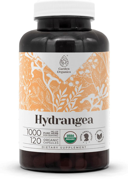 USDA Certified Organic Hydrangea Root Capsules | High-Potency Natural Supplement | 120 Vegetarian Capsules | Garden Organics