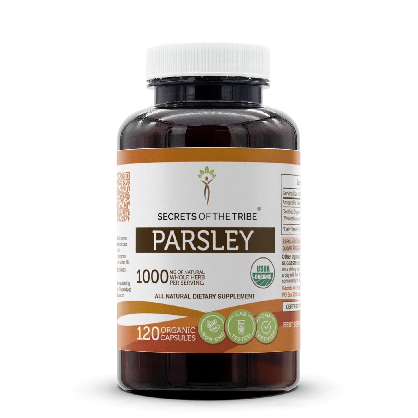 USDA Organic Parsley Capsules | Secrets of the Tribe | Certified Organic Petroselinum crispum | 120 Vegetarian Capsules