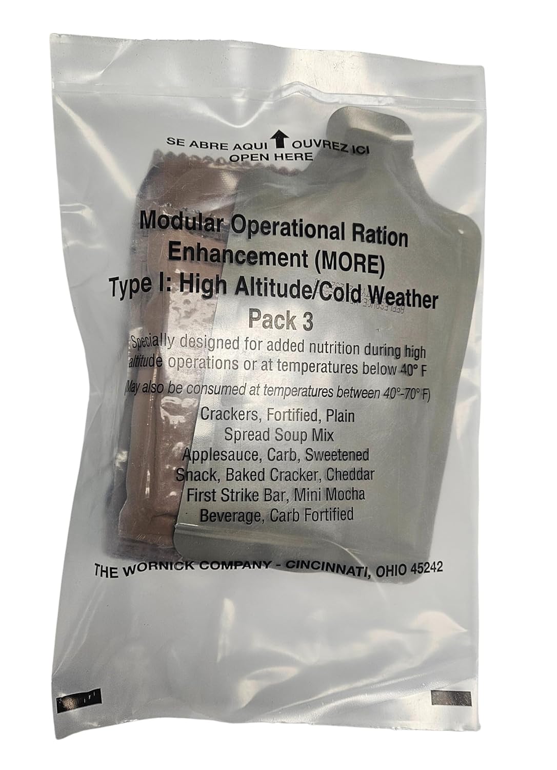 USGI M.O.R.E. Ration Supplement for MREs, FSRs, and More - 1,000 Calories (Menu 3) - Epidemic-Proof and Authentic