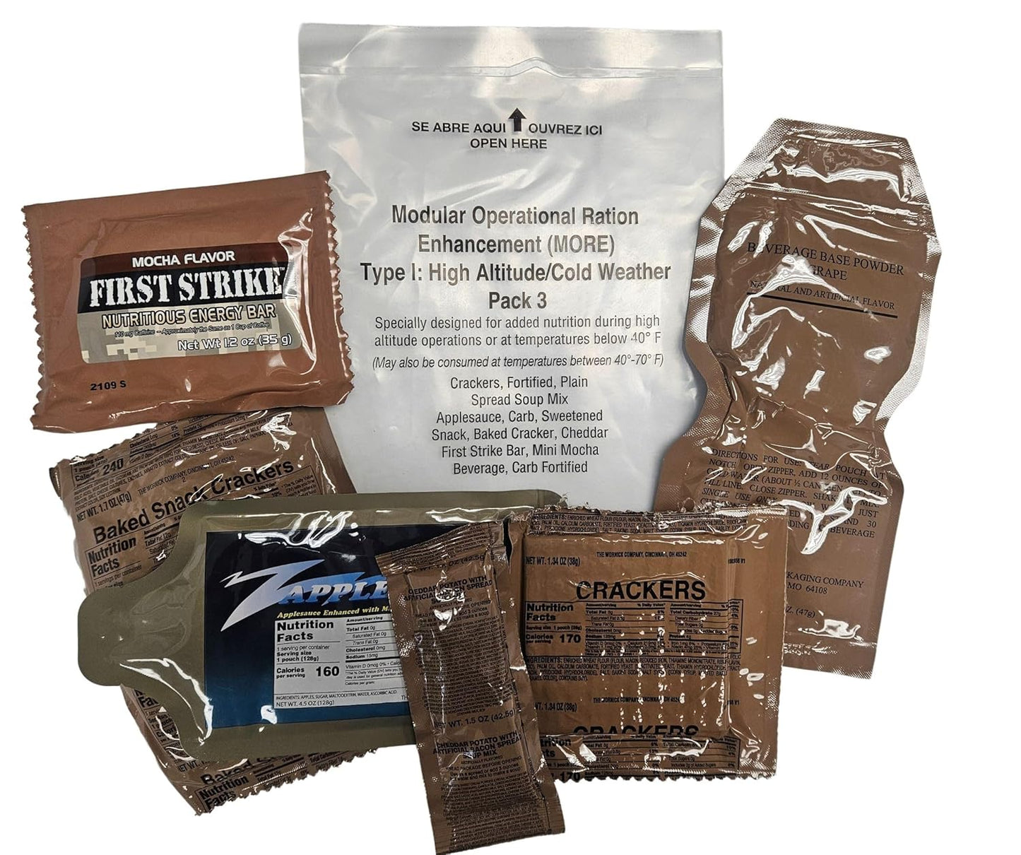 USGI M.O.R.E. Ration Supplement for MREs, FSRs, and More - 1,000 Calories (Menu 3) - Epidemic-Proof and Authentic