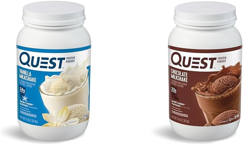 Vanilla & Chocolate Milkshake Protein Powder Bundle - 24g Protein, Low Carb, Gluten Free, 1g Sugar per Serving