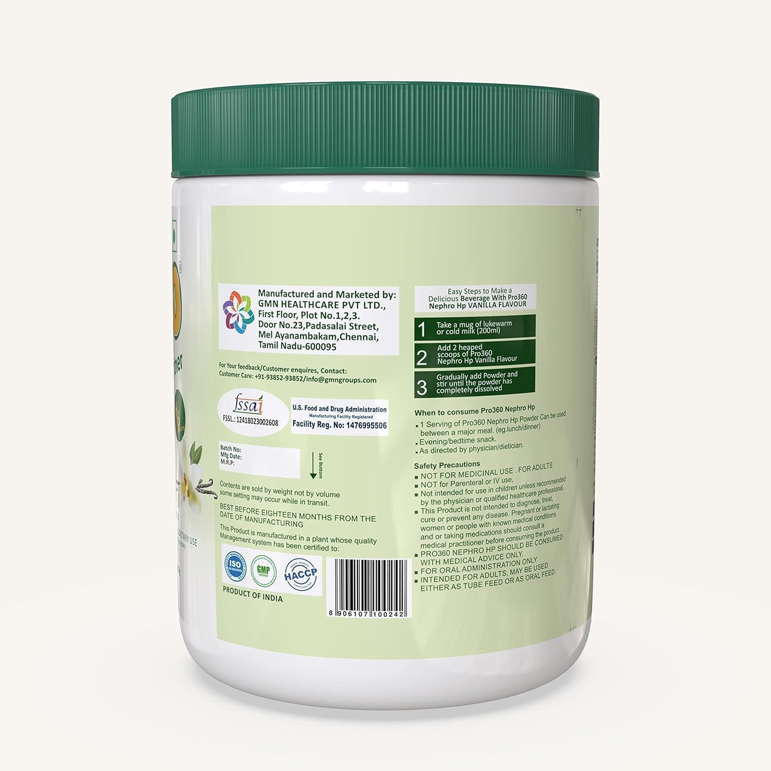 Vanilla Flavour Dialysis Care Nutritional Protein Drink for Kidney Health - Generic Pro360 Nephro HP, 400 Gm