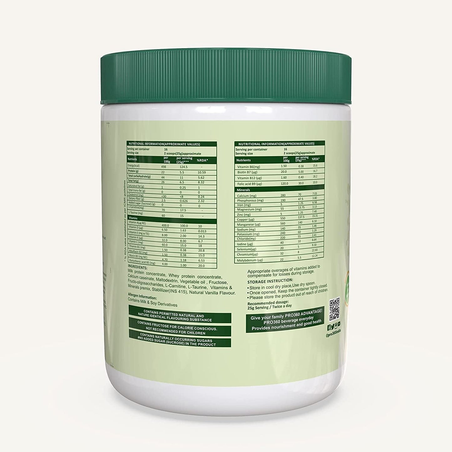 Vanilla Flavoured High-Protein, High-Calorie Dialysis Care Powder with L-Taurine and L-Carnitine for Kidney Health - 400g