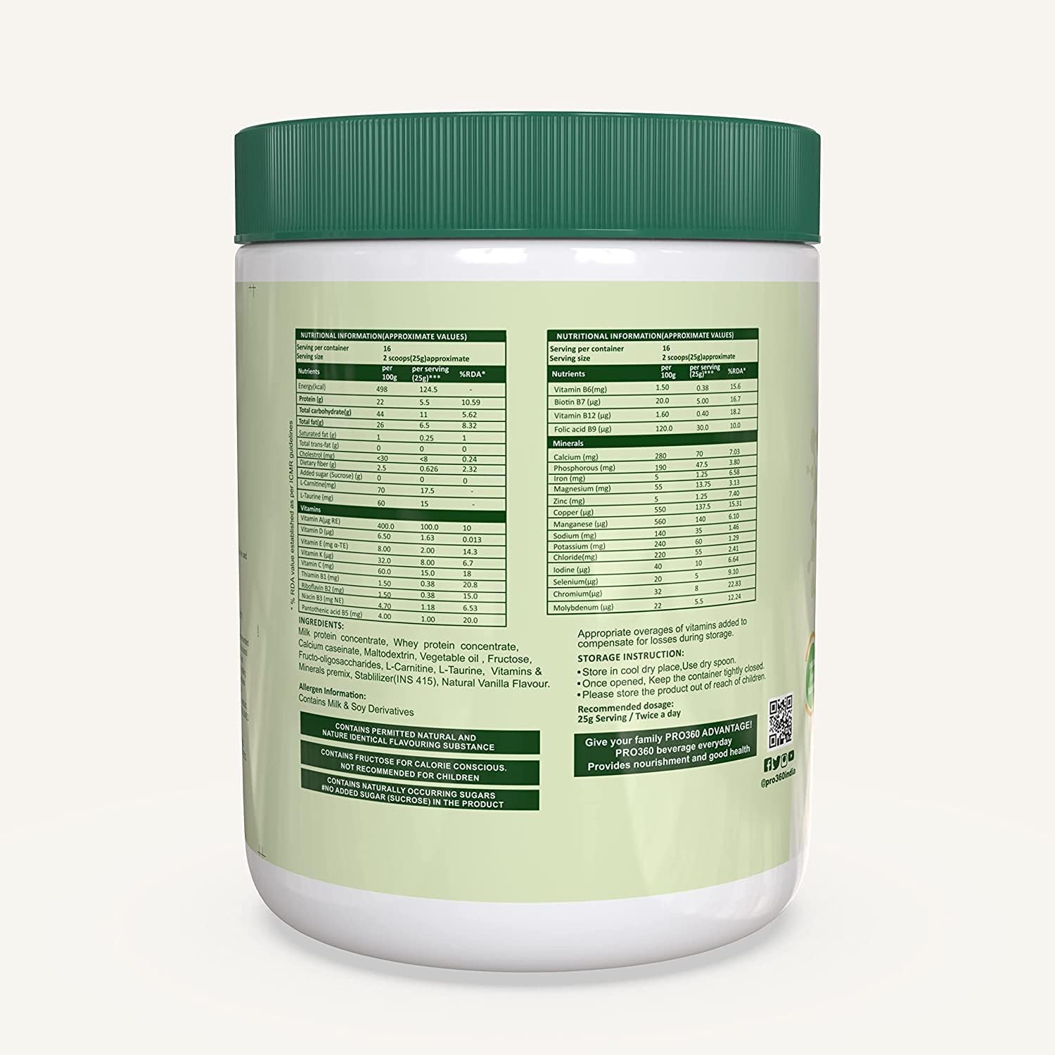 Vanilla Flavoured High-Protein, High-Calorie Dialysis Care Powder with L-Taurine and L-Carnitine for Kidney Health - 400g