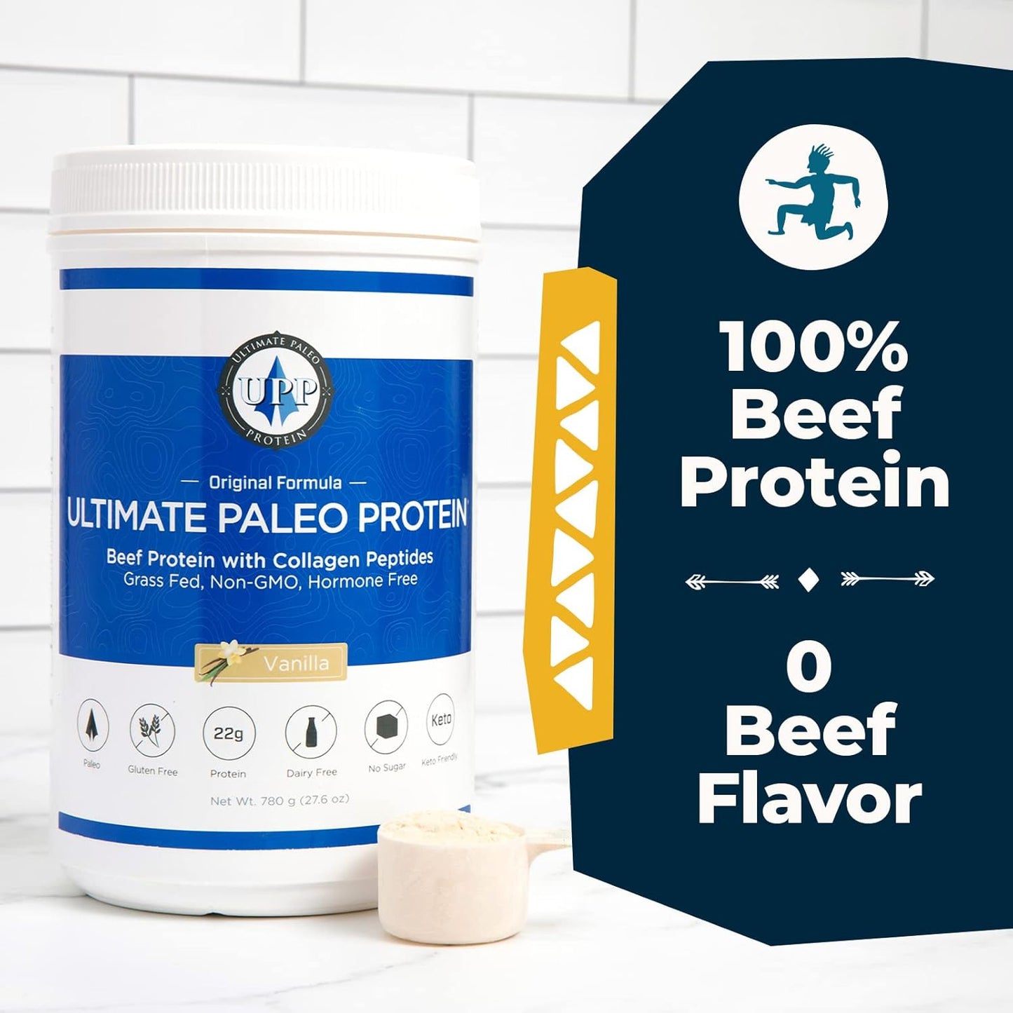 Vanilla Grass Fed Beef Protein Powder with Collagen Peptides | Paleo, Gluten Free, Keto - 15 Servings