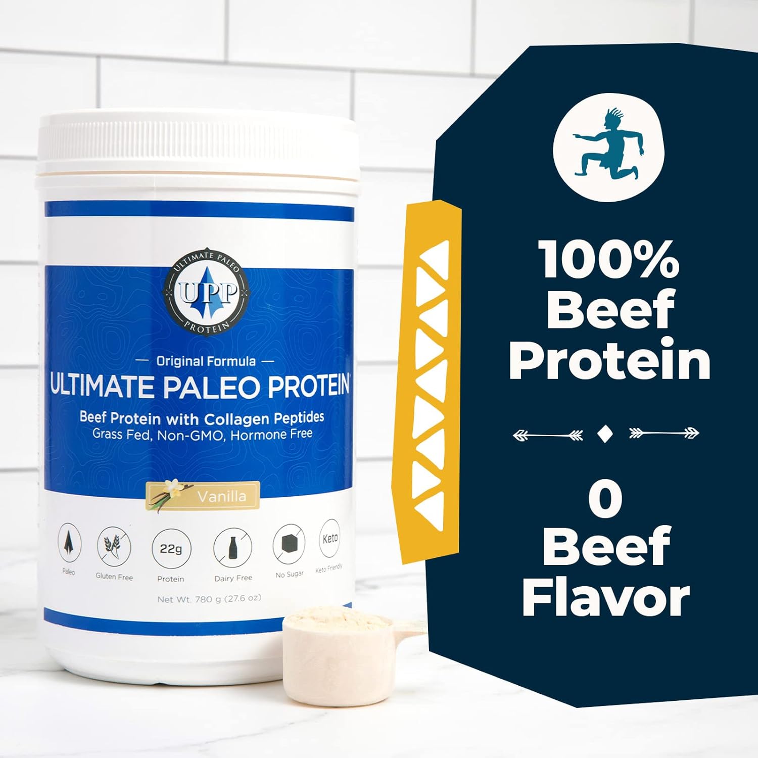 Vanilla Grass Fed Beef Protein Powder with Collagen Peptides | Paleo, Gluten Free, Keto - 15 Servings