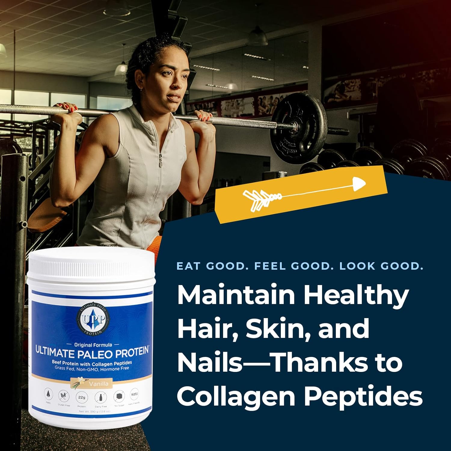 Vanilla Grass Fed Beef Protein Powder with Collagen Peptides | Paleo, Gluten Free, Keto - 15 Servings
