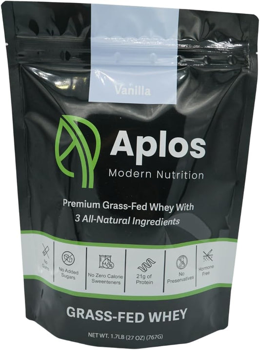 Vanilla Grass-Fed Whey Protein Powder with Dates Sweetener, 3 Ingredients, 20 Servings from New Zealand Cows Grazing 350+ Days/year