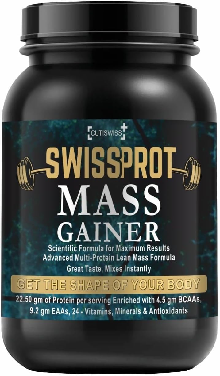 Vanilla Kulfi Flavored Mass Gainer Powder - 52g Protein, 250g Carbs, 1kg - Post-Workout Weight Gain Supplement with Creatine and L-Carnitine - 3 Servings