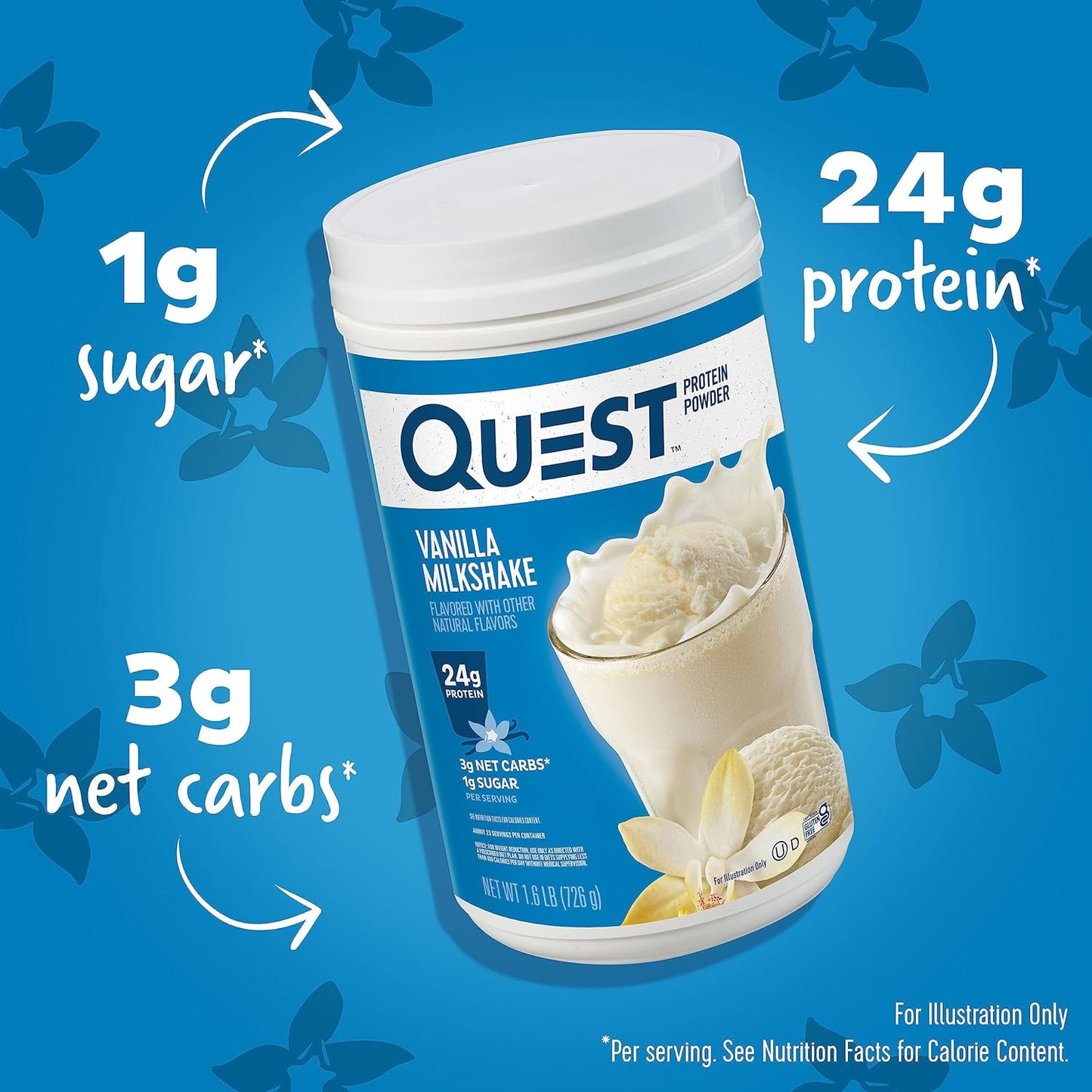 Vanilla Milkshake & Cinnamon Crunch Protein Powder Bundle - High Protein, Low Sugar, 1.6lb & 1lb, 43 Servings - Quest Nutrition