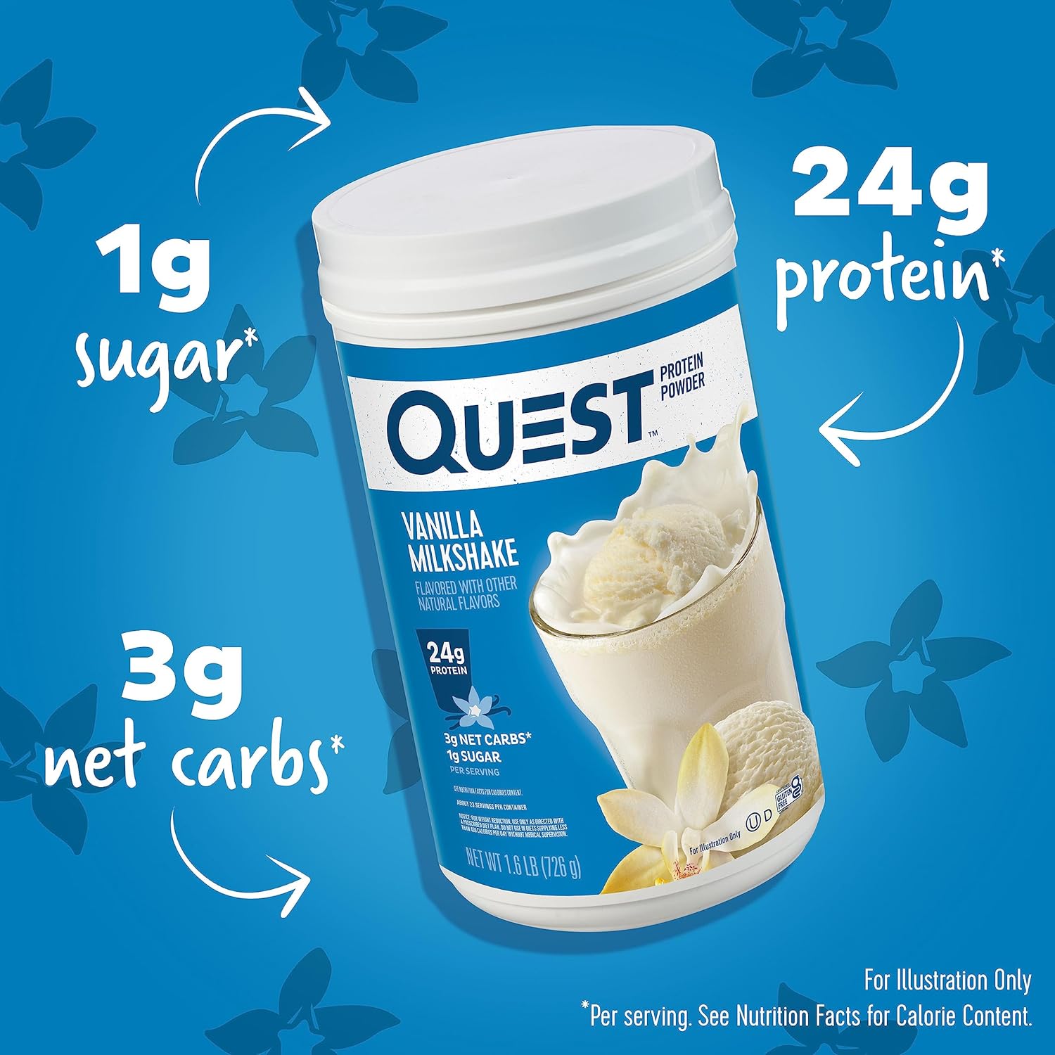 Vanilla Milkshake & Cinnamon Crunch Protein Powder Bundle - High Protein, Low Sugar, 1.6lb & 1lb, 43 Servings - Quest Nutrition