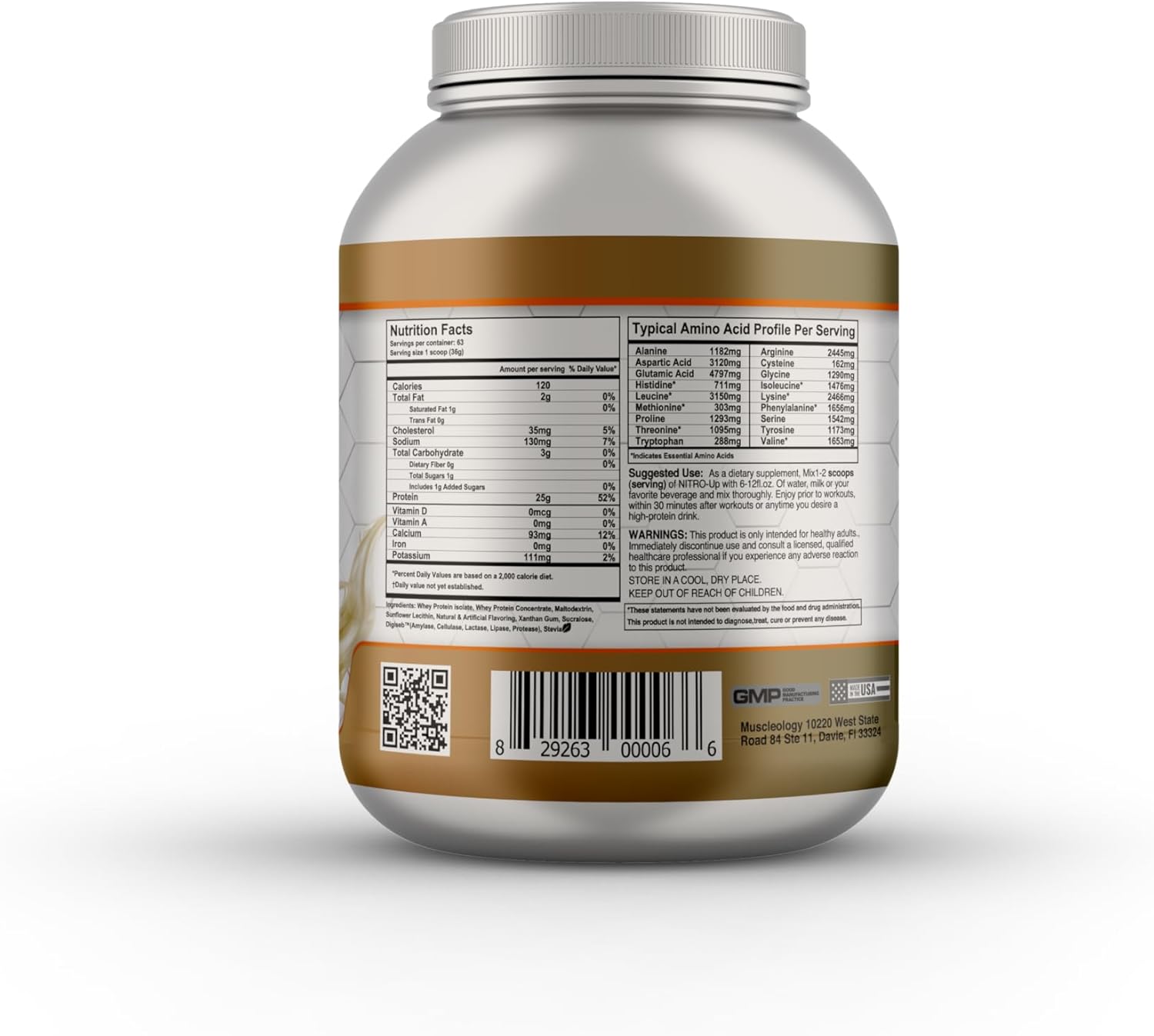 Vanilla MUSCLEOLOGY Nitro-Up Whey Isolate Protein Powder with BCAAs & Digestive Enzymes - 5lb