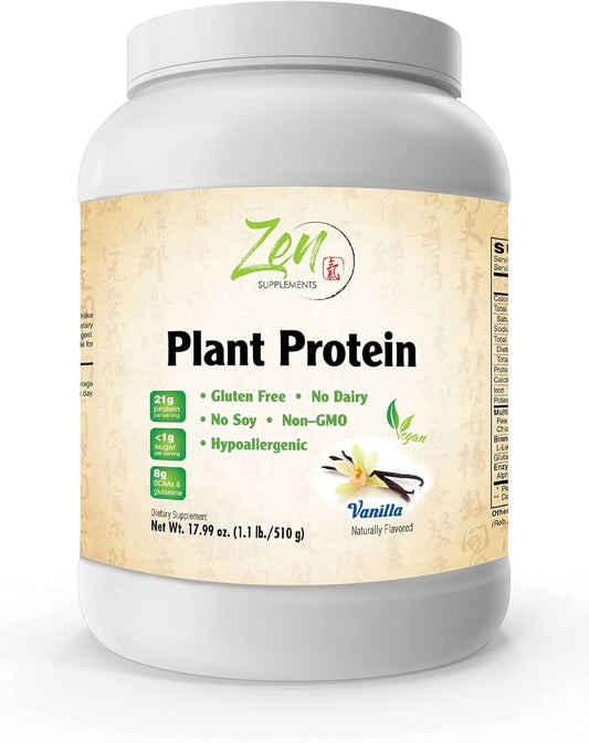 Vanilla Plant Protein Powder - 1.1LB, 25g Protein - Vegan, Low Carb, Dairy & Gluten Free, Kosher, Non-GMO